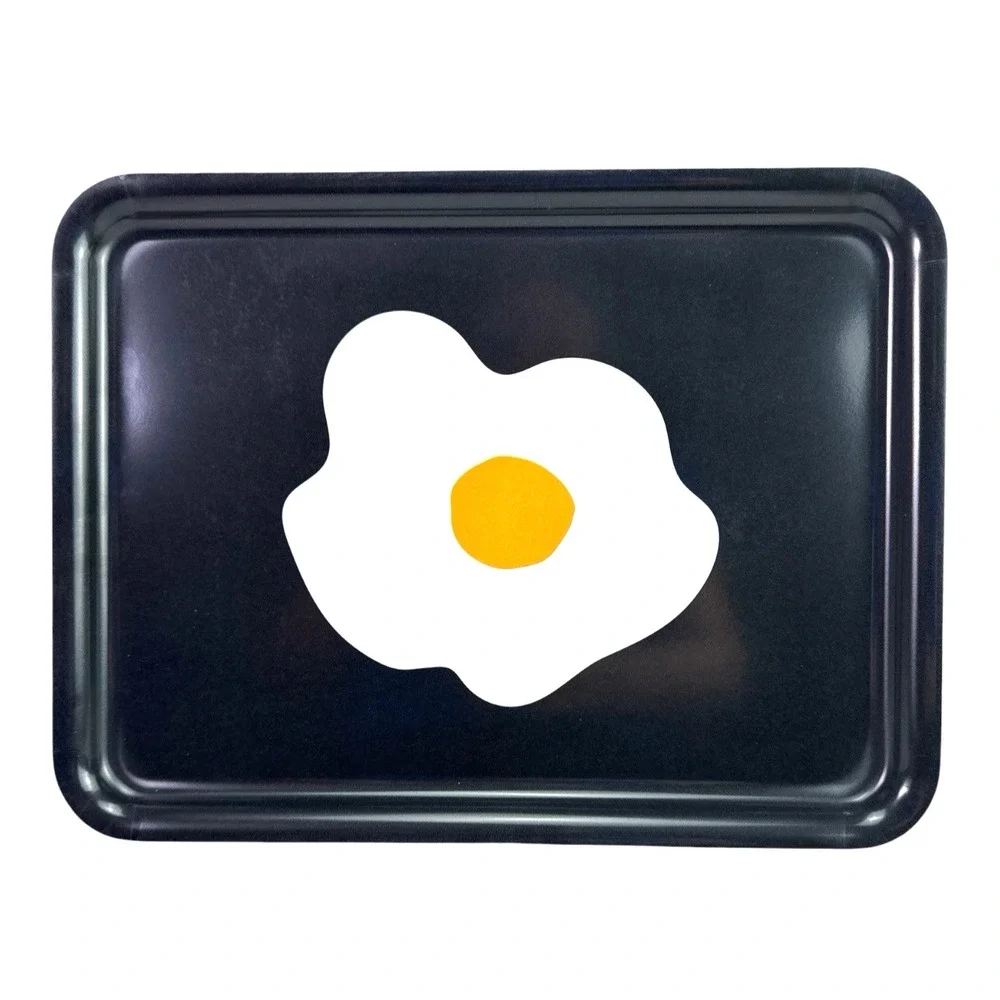 IKEA KEJSARFISK Serving Tray 11x15 Multicolor Fried Egg Pattern Melamine Platter